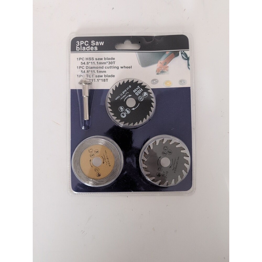 3 Pcs Saw Blades (HSS, Diamond, TCT)